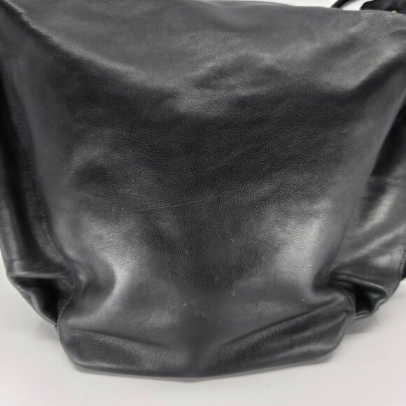 Marino Orlandi Black Leather Hobo Shoulder Bag Gold Hardware Made in Italy - Picture 9 of 16